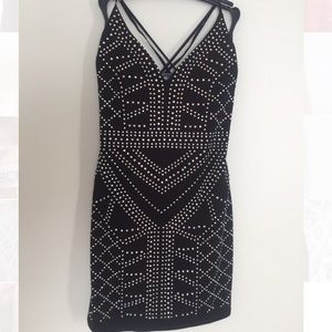 Black rhinestone body-con dress